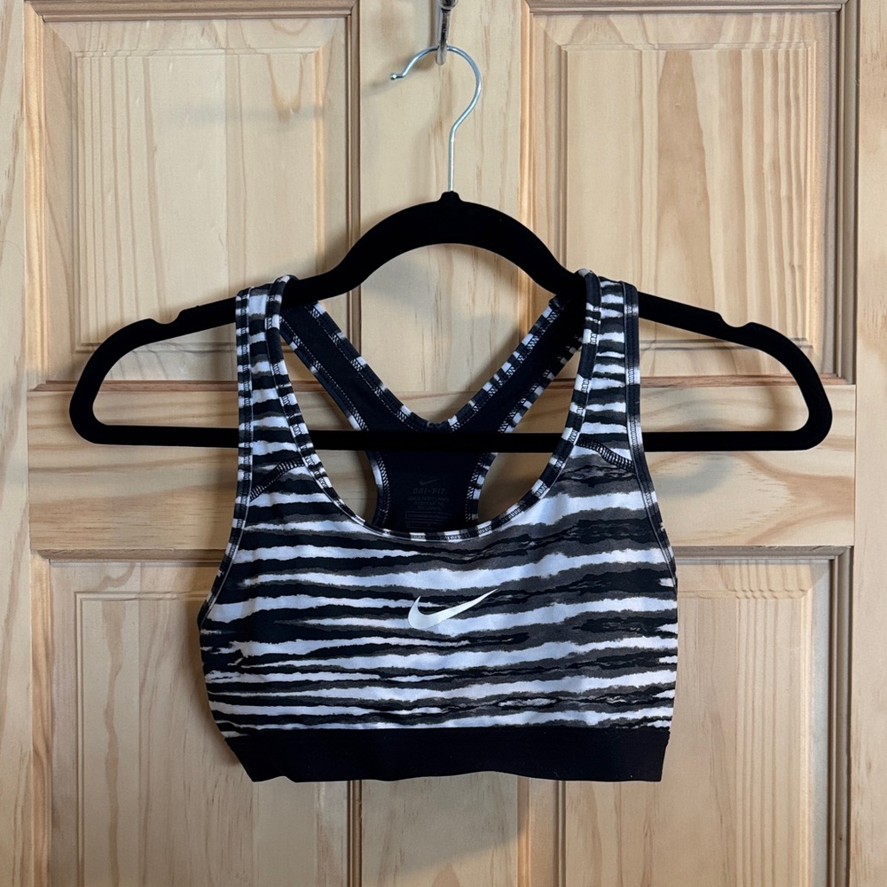 Nike Women's Black and White Striped Crop Top